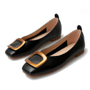 Women's Single Shoes, Buckle, Shallow Mouth, Square Toe, Slip-on, Plus Size, Flat Shoes, Casual and Versatile