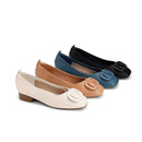Letter Decoration Buckle, Simple, Comfortable, Low Heel, Not Tiring, Women's Single Shoes
