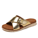 Platform travel beach sandals, summer outdoor wear, simple and stylish square buckle cross strap flip-flops, size 6020-50