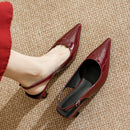 Women's genuine leather summer sandals, spring and summer open back design, fashionable, elegant, simple and sexy high heels.