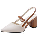 Women's summer new style pointed toe sandals, trendy high heels with open back and chunky heel, perfect for pairing with skirts.