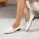 Brown Soft Leather Loafers with Chunky Heels, Women's Commuter Shoes