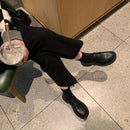 Thick-Soled Leather Shoes, Spring and Autumn Chunky Heel British Style Loafers for Women