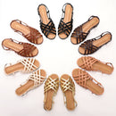 Women's Roman woven sandals, summer flat soft sole French fashion one-strap low heel hollowed-out peep-toe shoes H828-9