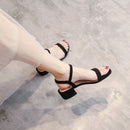 women's sandals, 2024 new summer style, versatile mid-heel, chunky heel, strappy high heels, suitable for wearing with skirts.