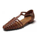 European and American style French retro Roman sandals for women, summer wear, flat, closed-toe, hollowed-out woven pig cage shoes, women's H833-2