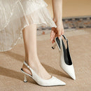 Women's genuine leather summer sandals, spring and summer open back design, fashionable, elegant, simple and sexy high heels.