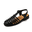 Women's square-toe retro sandals, new summer style, fashionable chunky heel, woven Roman style, J017-1