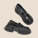 Women's genuine leather loafers, 2025 autumn new style, hot-selling thick-soled British style leather shoes, black casual single shoes
