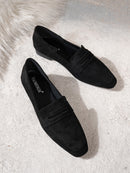 Brown Soft Leather Loafers with Chunky Heels, Women's Commuter Shoes