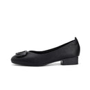 Letter Decoration Buckle, Simple, Comfortable, Low Heel, Not Tiring, Women's Single Shoes