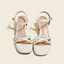 Cross-strap open-toe trendy summer new style backless sandals, soft sole, thick sole, chunky heel, simple sandals for women