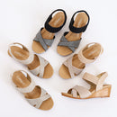 Women's wedge sandals, summer open-toe, plus size, comfortable and fashionable, woven Roman sandals, style