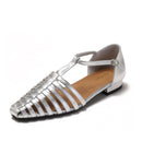 European and American style French retro Roman sandals for women, summer wear, flat, closed-toe, hollowed-out woven pig cage shoes, women's H833-2