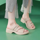 Casual Non-slip Buckle Beach Wedge Plus Size Slippers for Women