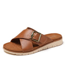 Platform travel beach sandals, summer outdoor wear, simple and stylish square buckle cross strap flip-flops, size 6020-50