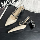 Women's summer new style pointed toe sandals, trendy high heels with open back and chunky heel, perfect for pairing with skirts.