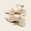 Single-strap, open-toe, fairy-style, trendy summer backless sandals, soft sole, thick heel, simple and comfortable sandals for women