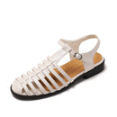 Women's square-toe retro sandals, new summer style, fashionable chunky heel, woven Roman style, J017-1
