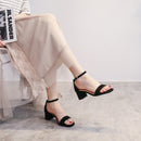 Summer One-Strap Buckle Open-Toe Low-Heel Sandals for Women, Perfect for Skirts, Suede High Heels, Non-Slip, Slimming, Korean