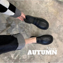 Thick-Soled Leather Shoes, Spring and Autumn Chunky Heel British Style Loafers for Women