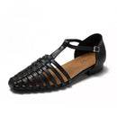 European and American style French retro Roman sandals for women, summer wear, flat, closed-toe, hollowed-out woven pig cage shoes, women's H833-2