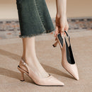 Women's genuine leather summer sandals, spring and summer open back design, fashionable, elegant, simple and sexy high heels.