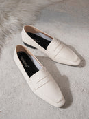 Brown Soft Leather Loafers with Chunky Heels, Women's Commuter Shoes