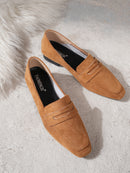 Brown Soft Leather Loafers with Chunky Heels, Women's Commuter Shoes