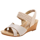 Women's wedge sandals, summer open-toe, plus size, comfortable and fashionable, woven Roman sandals, style