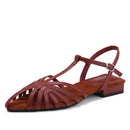 Woven low-heeled Roman sandals for women, new summer style, fashionable and versatile, open-toe strappy sandals, suitable for outdoor travel and beach wear.