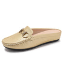 Women's Slip-on Loafers, New Style, Casual Closed-Toe Single Shoes, Soft Leather Sandals