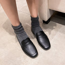 British Style Women's Leather Shoes 2025 High Heels Chunky Heel Square Toe Single Shoes Women's Outerwear Loafers