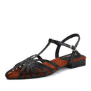 Woven low-heeled Roman sandals for women, new summer style, fashionable and versatile, open-toe strappy sandals, suitable for outdoor travel and beach wear.