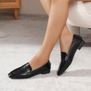 Brown Soft Leather Loafers with Chunky Heels, Women's Commuter Shoes