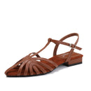 Woven low-heeled Roman sandals for women, new summer style, fashionable and versatile, open-toe strappy sandals, suitable for outdoor travel and beach wear.